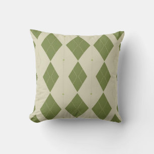 Olive Green Argyle Diamond Pattern Cushion