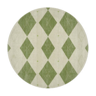Olive Green Argyle Diamond Pattern Cutting Board