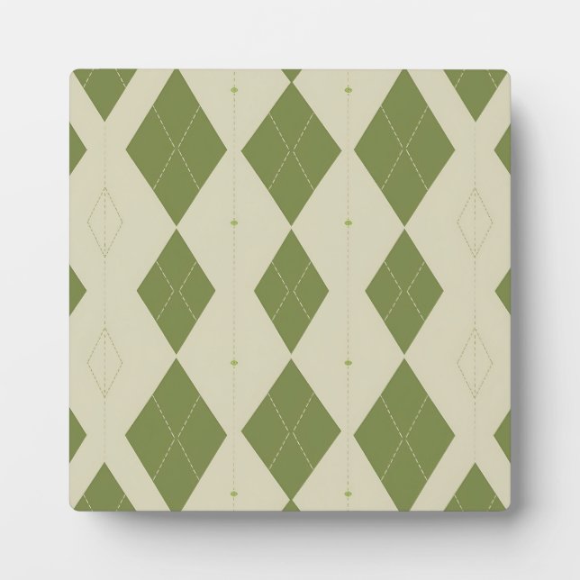 Olive Green Argyle Diamond Pattern Plaque (Front)