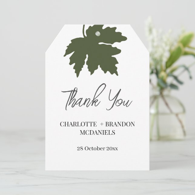 Olive Green Autumn Maple Leaf Wedding Thank You  (Standing Front)