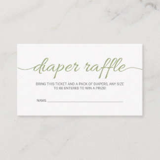 Olive Green Baby Shower Raffle Ticket Insert