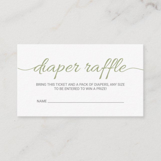 Olive Green Baby Shower Raffle Ticket Insert (Front)