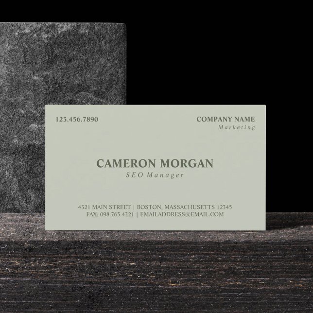 Olive Green Basic Professional Business Card (Creator Uploaded)
