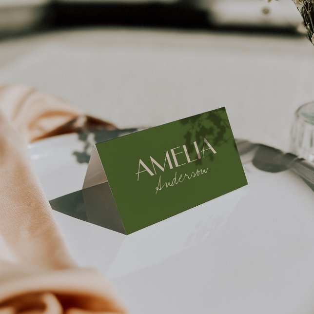 Olive Green Beige Old Money Wedding Place Cards    (Creator Uploaded)