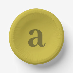 Olive Green Birthday Monogram Minimalist Paper Plate