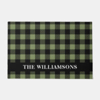Olive Green Black Buffalo Check Plaid Personalised