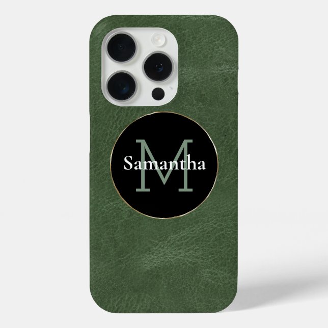 Olive Green Black White Gold Monogram Case-Mate iPhone Case (Back)