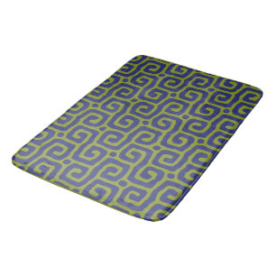 Olive Green &blue Abstract pattern Bath Mat