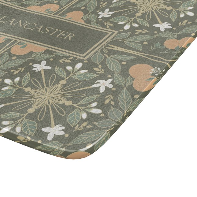 Olive Green Botanical Cutting Board (Corner)