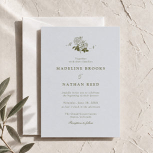 Olive Green Botanical Glasshouse Wedding Invitation