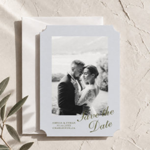 Olive Green Botanical Save the Date Photo Card