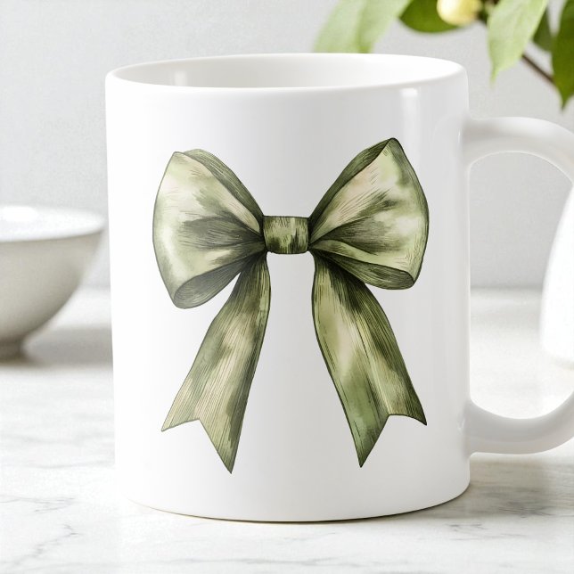 Olive Green Bow Modern Rustic Minimalist Simple Coffee Mug (Olive Green Bow Modern Rustic Minimalist Simple Coffee Mug)