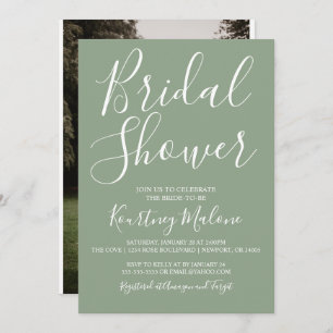 Olive Green Bridal Shower Photo Invitation