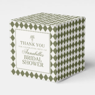 Olive Green Brown Harlequin Checker Bridal Shower Favour Box