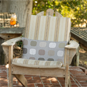 Olive Green Brown Mauve Taupe Round Squares Art Lumbar Cushion