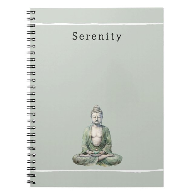 Olive Green Buddha Meditation Personalized  Notebook (Front)