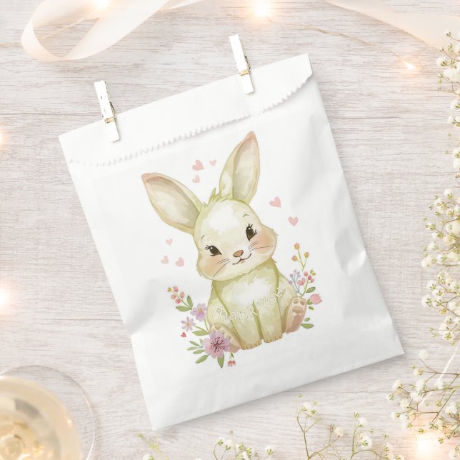 Olive Green Bunny Party Forest Animal Baby Shower  Favour Bags (Clipped)