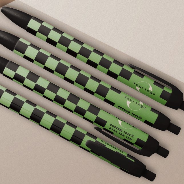 Olive green Business logo Company brand Checkers Black Ink Pen (Creator Uploaded)