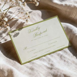 Olive Green Calligraphy Wedding RSVP Card