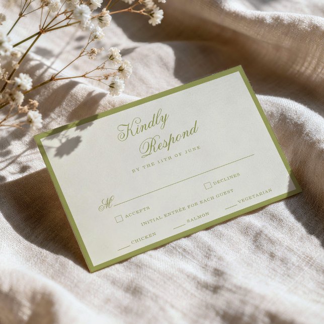 Olive Green Calligraphy Wedding RSVP Card (Creator Uploaded)