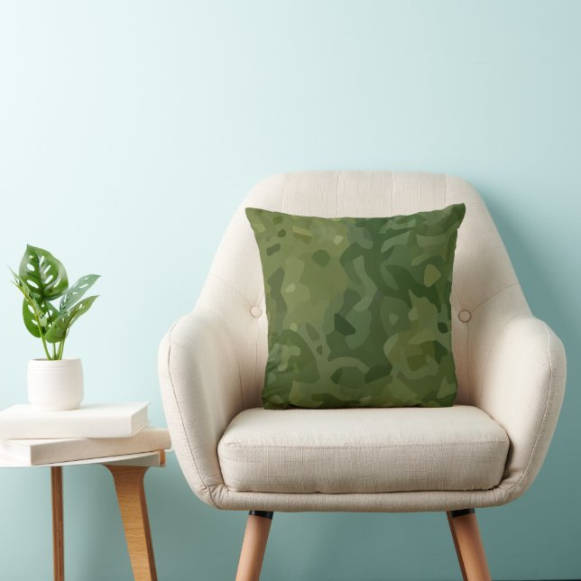 Olive Green Camouflage Pattern Cushion (Chair)