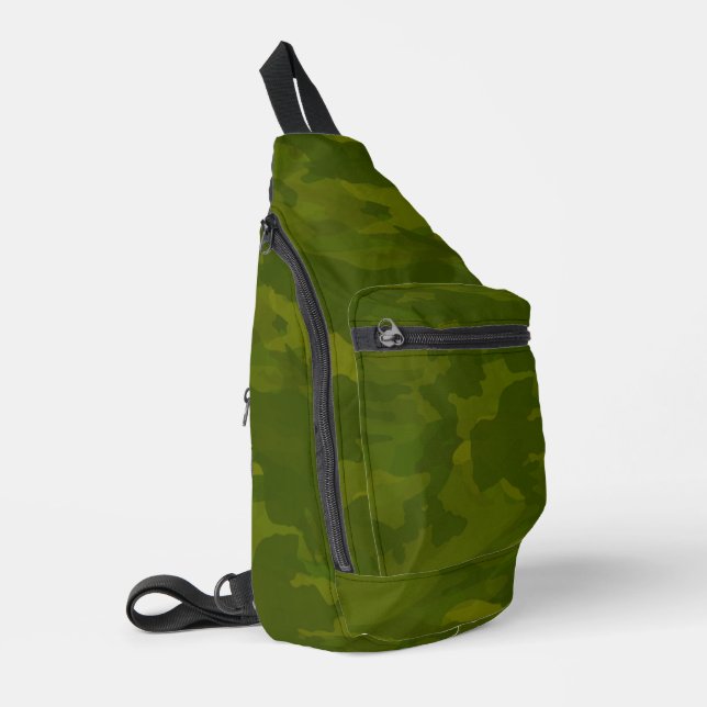 Olive Green Camouflage Pattern Sling Bag (Left Corner)