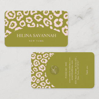 Olive Green Cheetah Skin Business Card