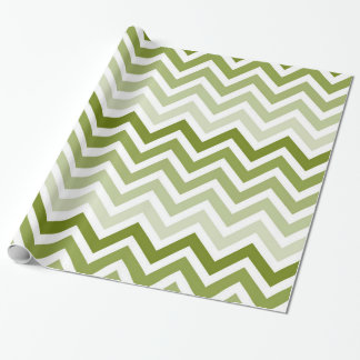 Olive Green Chevron Ombre Wrapping Paper