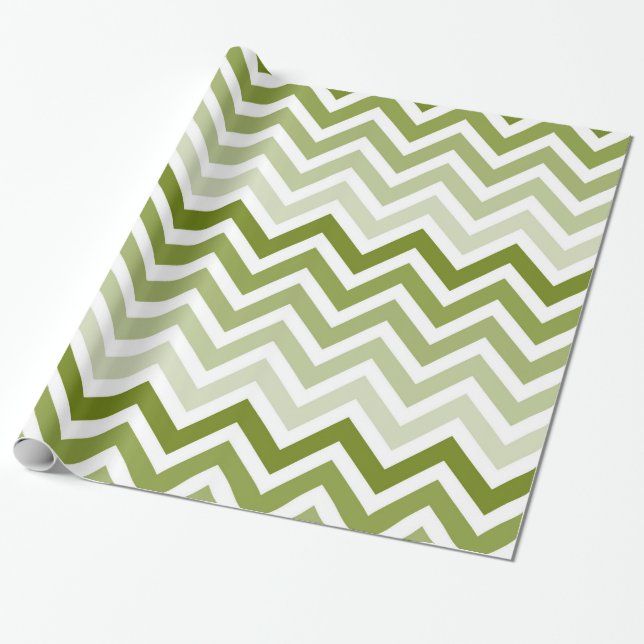 Olive Green Chevron Ombre Wrapping Paper (Unrolled)