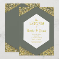 Olive Green Chic Gold Glitter Flakes Glam Wedding