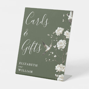 Olive Green Chinoiserie Cards And Gifts Wedding Pedestal Sign