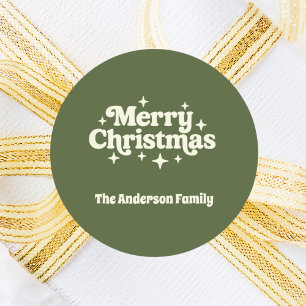 Olive green Christmas favour Classic Round Sticker