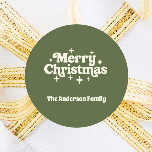 Olive green Christmas favour Classic Round Sticker (Creator Uploaded)
