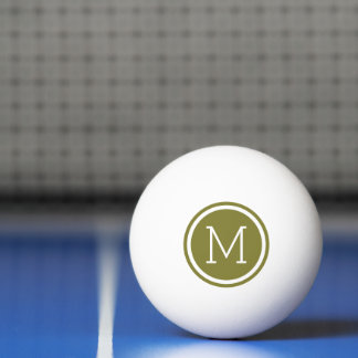 Olive Green Circle Monogram Personalised Ping Pong Ball