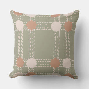 Olive Green Circle Pattern Cushion