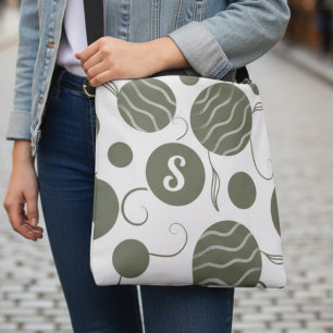 Olive Green Circles Monogram Crossbody Bag