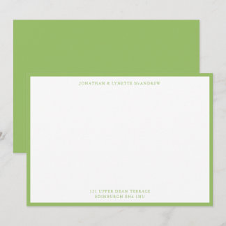 Olive Green Classic Border Flat Note Card