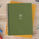 Olive Green Classic Monogram Personal Weekly Planner<br><div class="desc">Simple personal stationery annual planner featuring a classic monogram in a square border. Annual planner (12 months) with open monthly overviews and weekly planning sheets. Contact for assistance in personalising.</div>