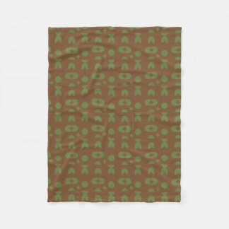 Olive Green Cocoa Brown Abstract Geometric Pattern Fleece Blanket