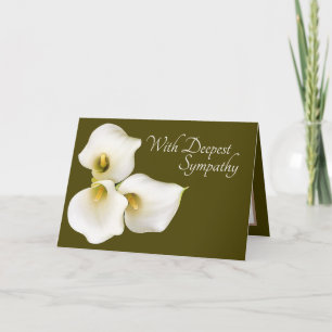 Olive Green Colour Background Calla Lilies Sympath Card