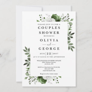 Olive Green Country Floral Couples Shower Invitation