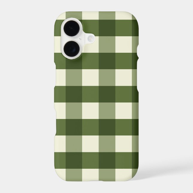 Olive Green Cream Classic Gingham (Back)