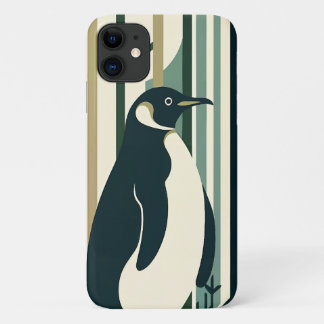 Olive Green Cream Penguin Illustration Forest Case-Mate iPhone Case