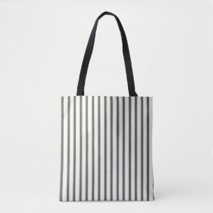 Olive Green Cream Stripes Tote Bag
