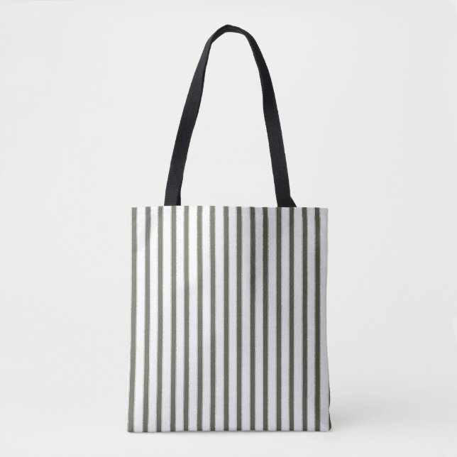 Olive Green Cream Stripes  Tote Bag (Front)
