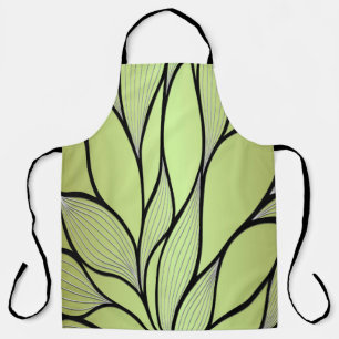 Olive Green Creative Leave Pattern  Apron