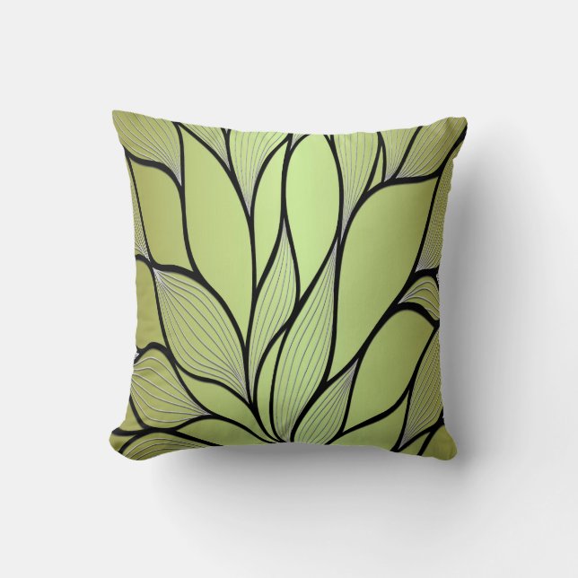 Olive Green Creative Leave Pattern  Cushion (Front)