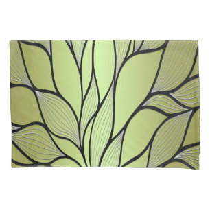 Olive Green Creative Leave Pattern Pillowcase