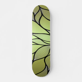 Olive Green Creative Leave Pattern  Skateboard