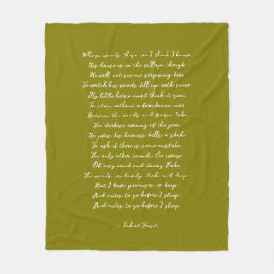 Olive Green Custom Poem Song Lyric Quote  Fleece Blanket